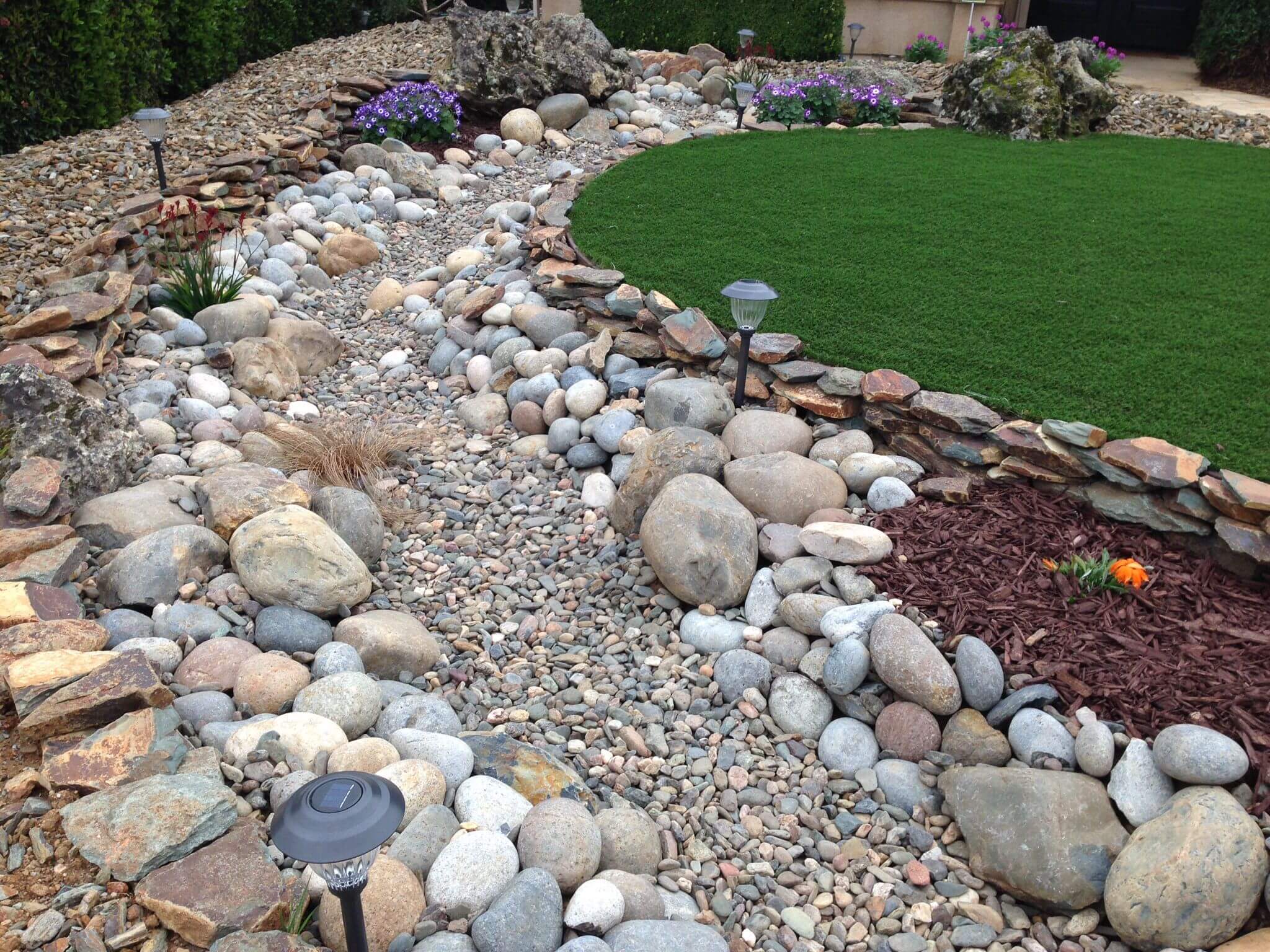 Dry Creek Bed having a Fountain