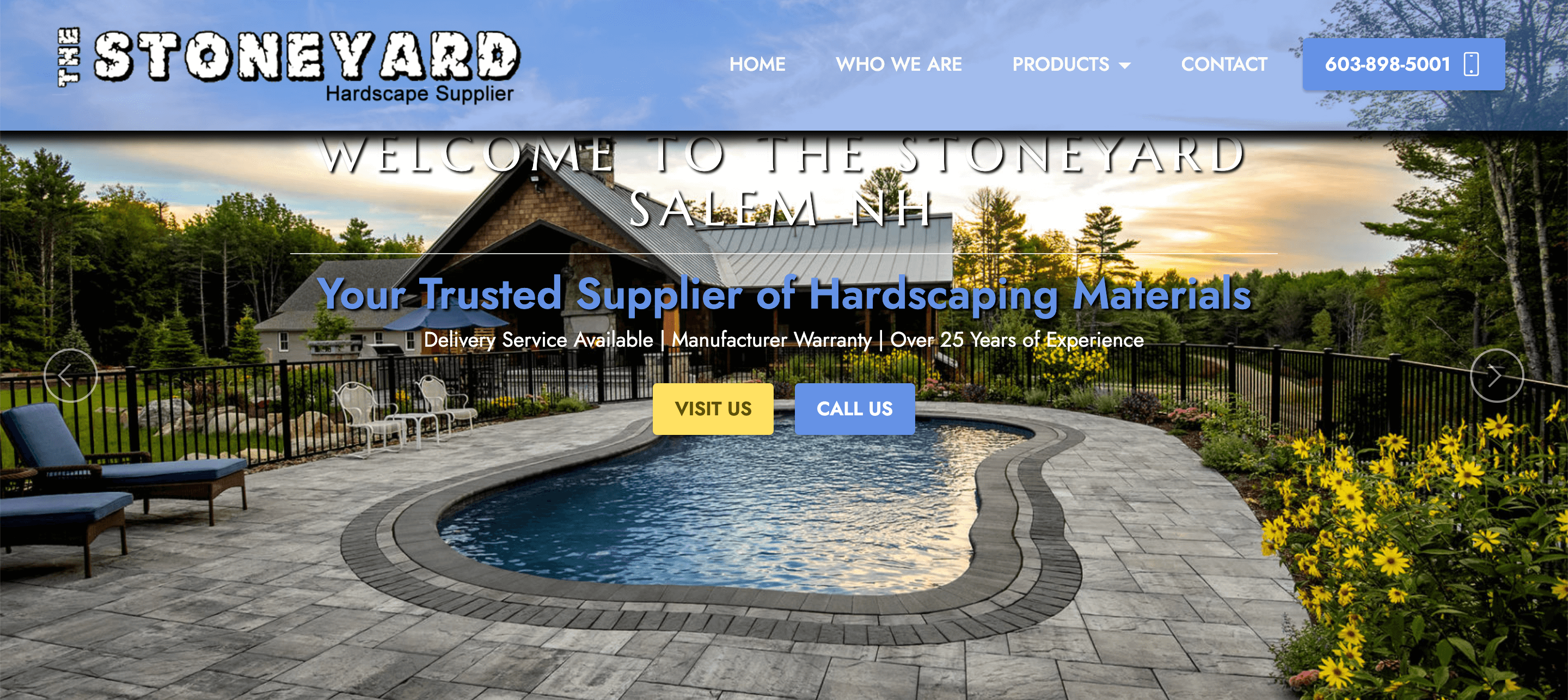 The Stoneyard website design showcasing a variety of local stone yards
